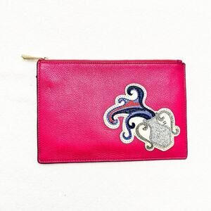 DVF Diane Von Furstenberg Aquarius Zodiac Pouch Pink Zippered Pouch